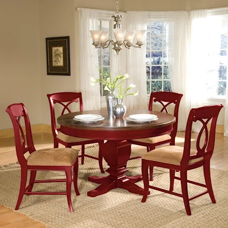 5-Piece Provence Pedestal Table & 4 Side Chair Set